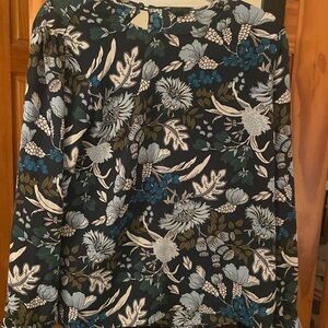 Ann Taylor Navy Floral Blouse